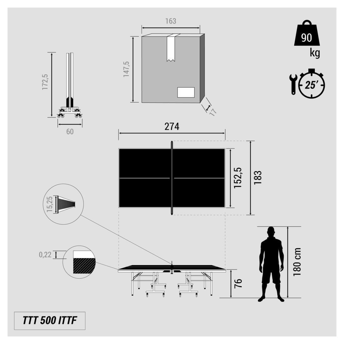 BLUE ITTF Approved Club/School Table Tennis Table TTT 500, No Color, large image number 2