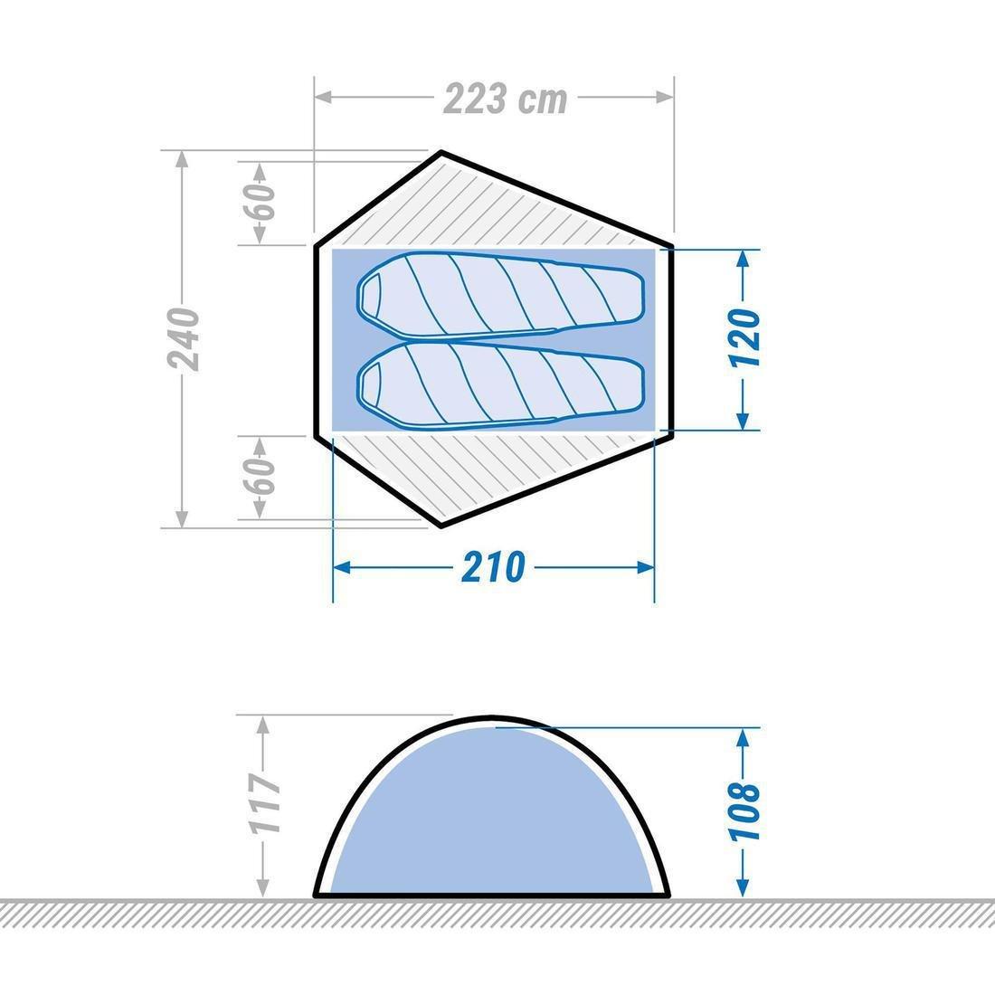 Self-Standing 3-Season 2-Person Dome Tent, Grey Orange, No Color, large image number 1