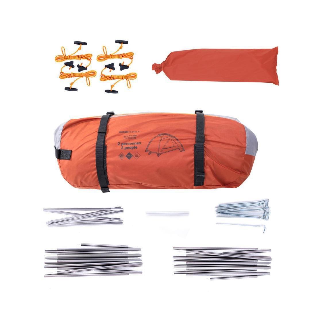 FORCLAZ - Trekking Dome Tent - 2 Person Mt500, Orange