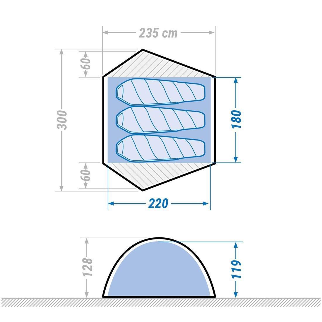DEFAULT Dome Trekking Tent - 3 person - MT500, No Color, large image number 2