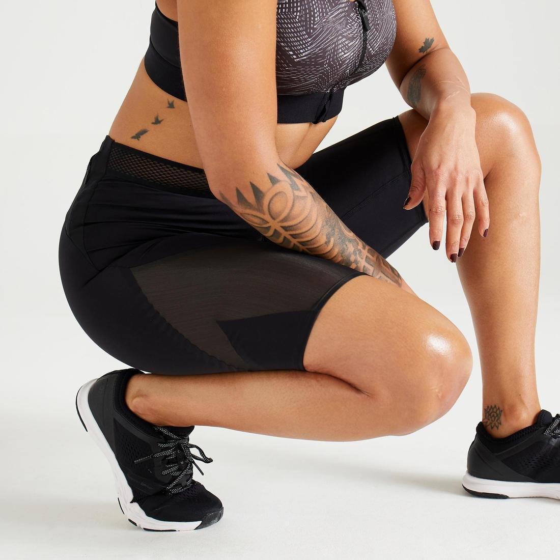 High-Waisted Shaping Fitness Cycling Shorts, Black, , large image number 5