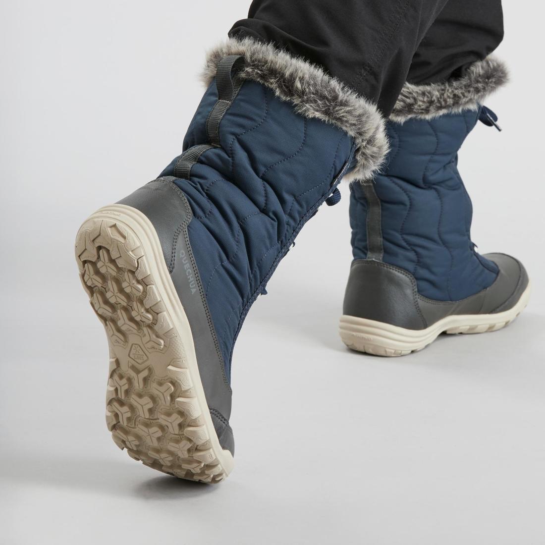 Women Warm Waterproof Snow Lace-Up Boots - Sh500, Blue, , large image number 1