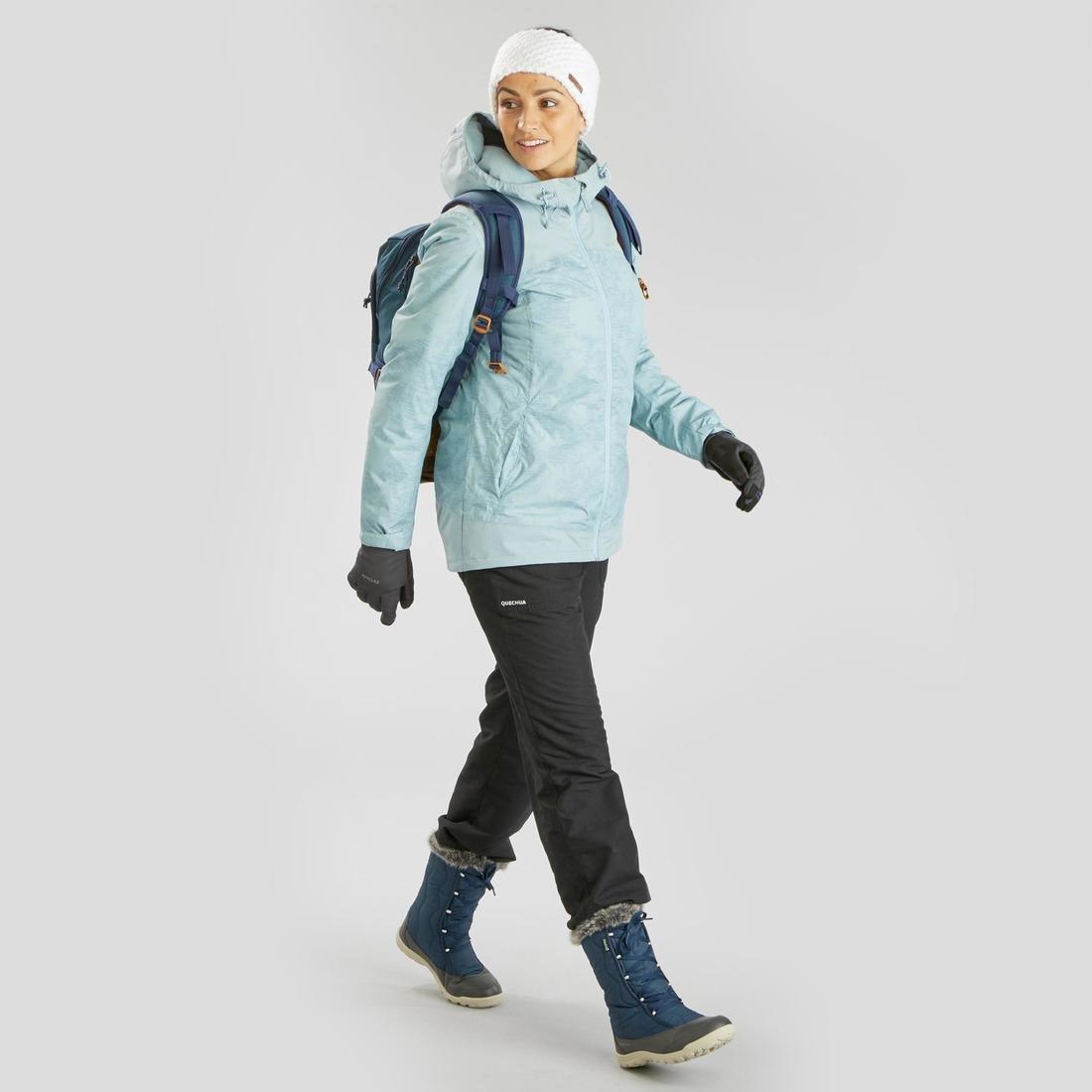 Women Warm Waterproof Snow Lace-Up Boots - Sh500, Blue, , large image number 2