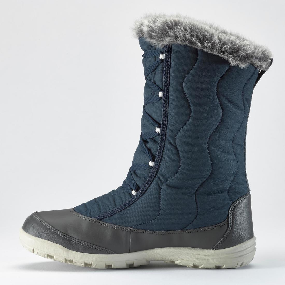 Women Warm Waterproof Snow Lace-Up Boots - Sh500, Blue, , large image number 3