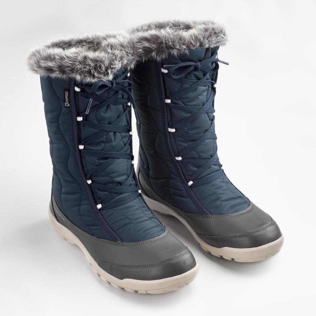 Women Warm Waterproof Snow Lace-Up Boots - Sh500, Blue, , large image number 5