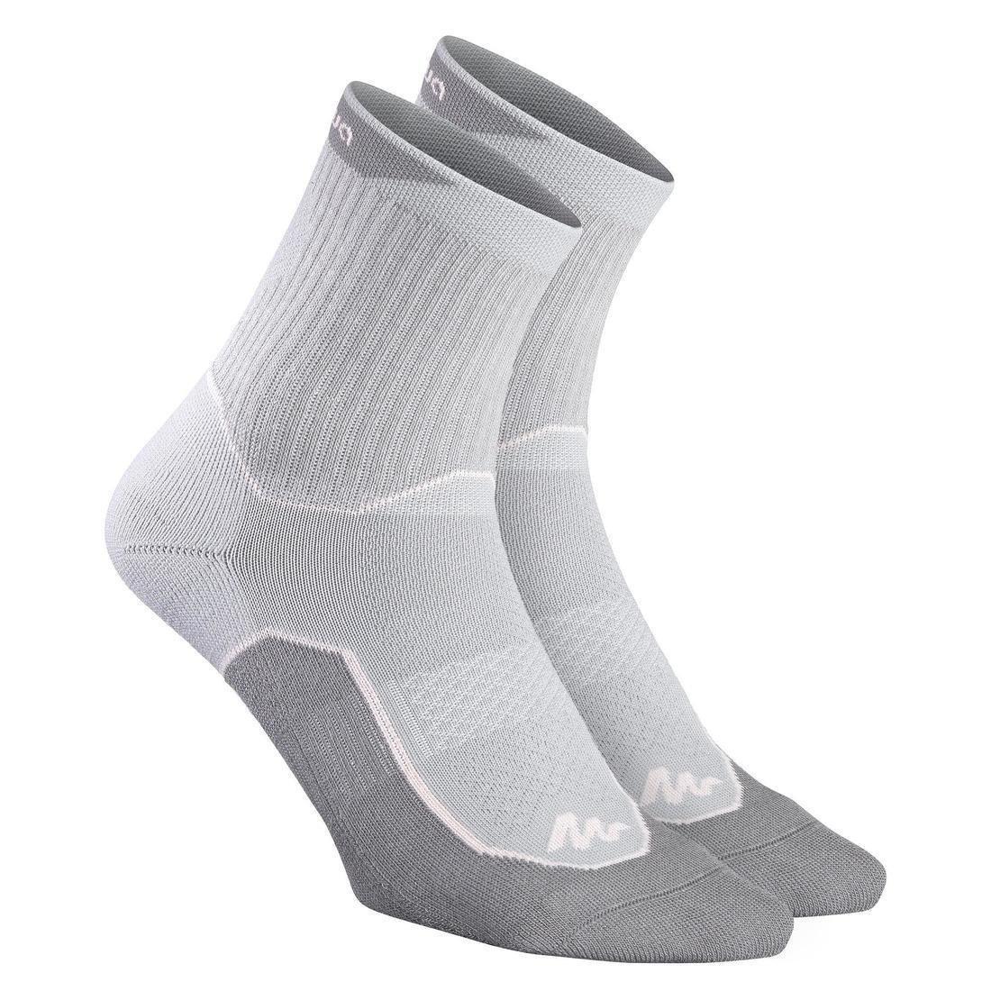 Arpenaz 100 Adult High Cut Nature Hiking Socks 2 Pairs, Steel Grey, , large image number 0