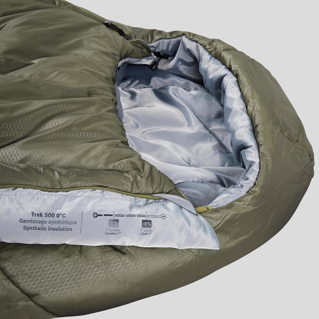 Trekking Mummy Sleeping Bag, Trek500 Wadding Twinnable, Green, , large image number 4