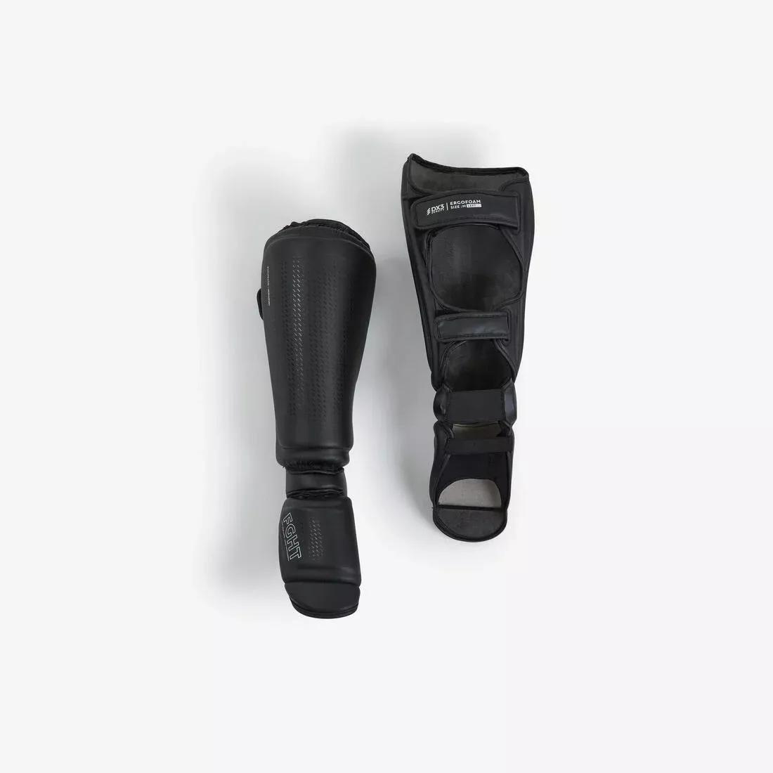 Adult Kickboxing Shin-Foot Guard 900, Black, No Color, medium