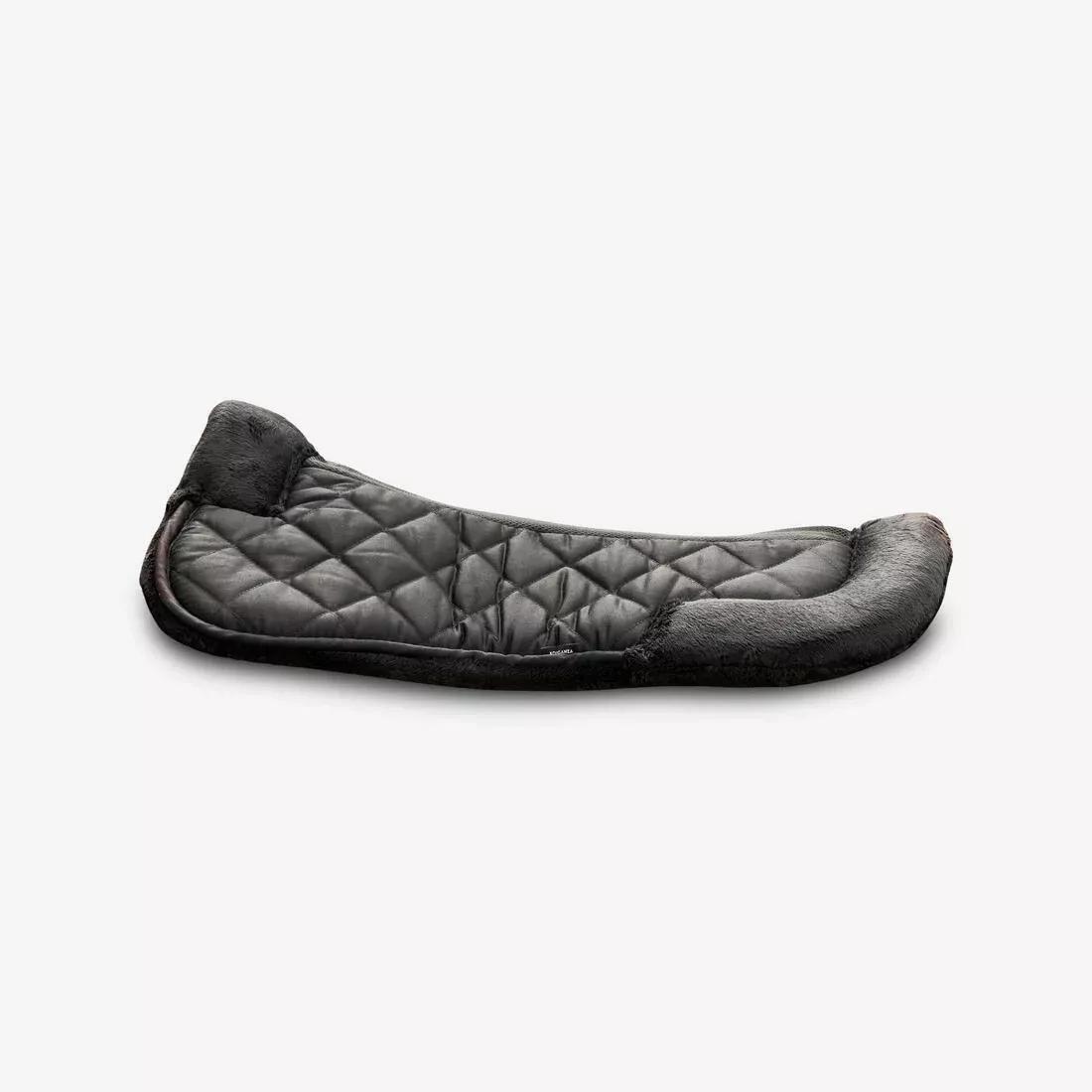 Synthetic Sheepskin Horse And Pony Saddle Pad 500, Black, , medium