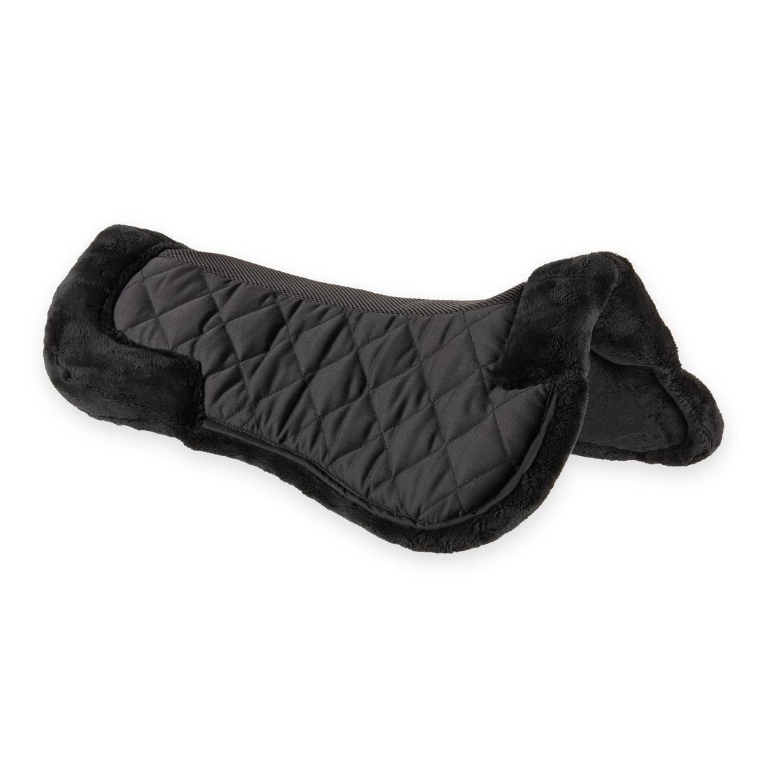 Synthetic Sheepskin Horse And Pony Saddle Pad 500, Black, No Color, large image number 1