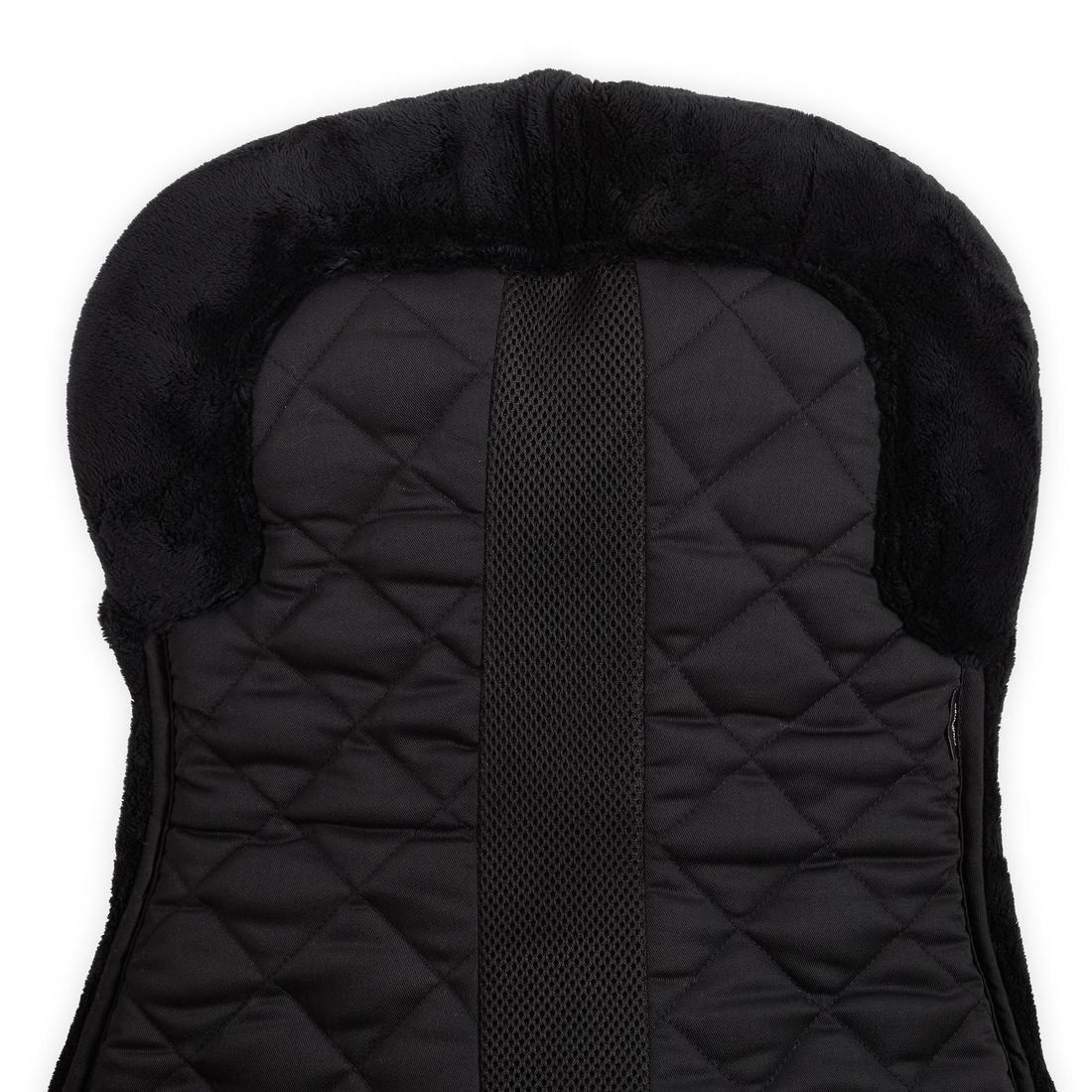 Synthetic Sheepskin Horse And Pony Saddle Pad 500, Black, No Color, large image number 2