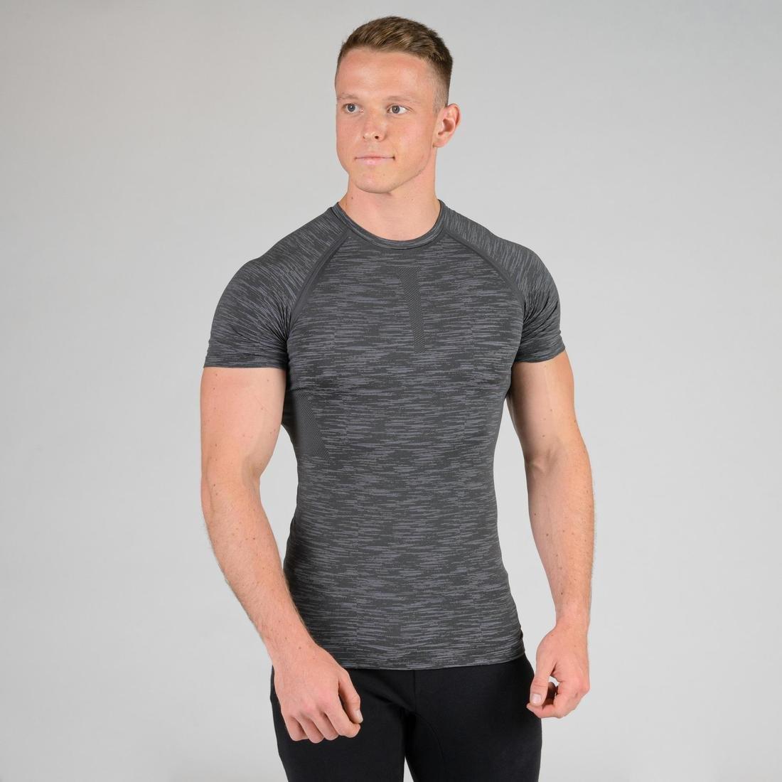Weight Training Compression T-Shirt, Grey, , large image number 0