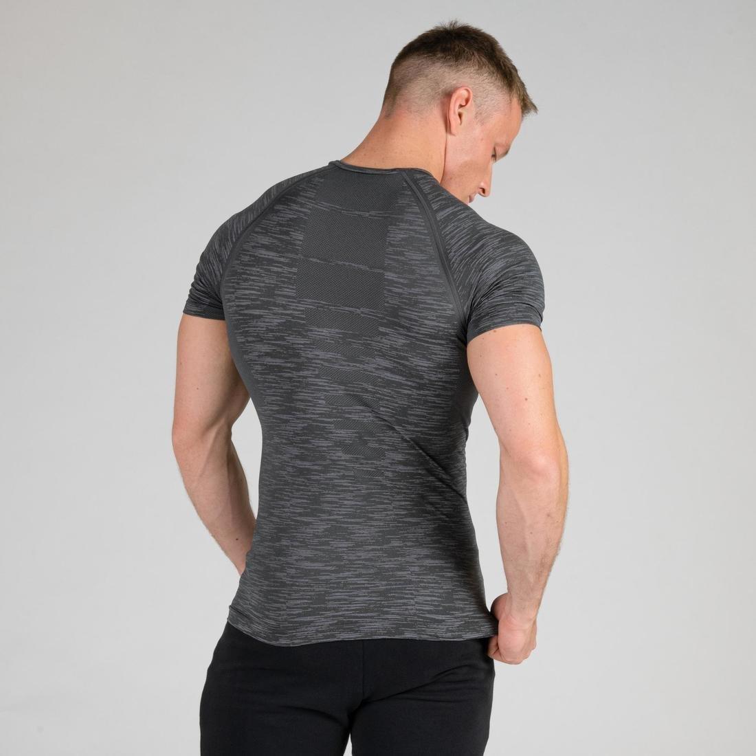 DOMYOS - Weight Training Compression T-Shirt, Grey