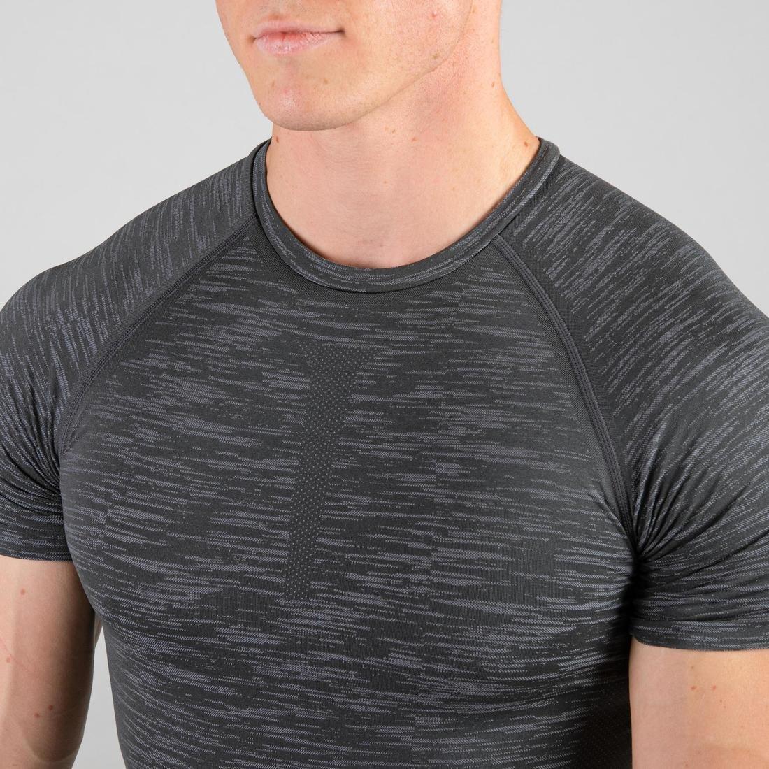 DOMYOS - Weight Training Compression T-Shirt, Grey