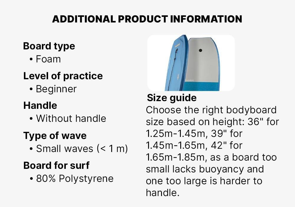 100 Bodyboard With Wrist Leash, Blue, , large image number 16