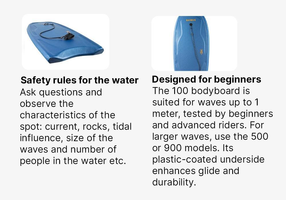 100 Bodyboard With Wrist Leash, Blue, , large image number 17