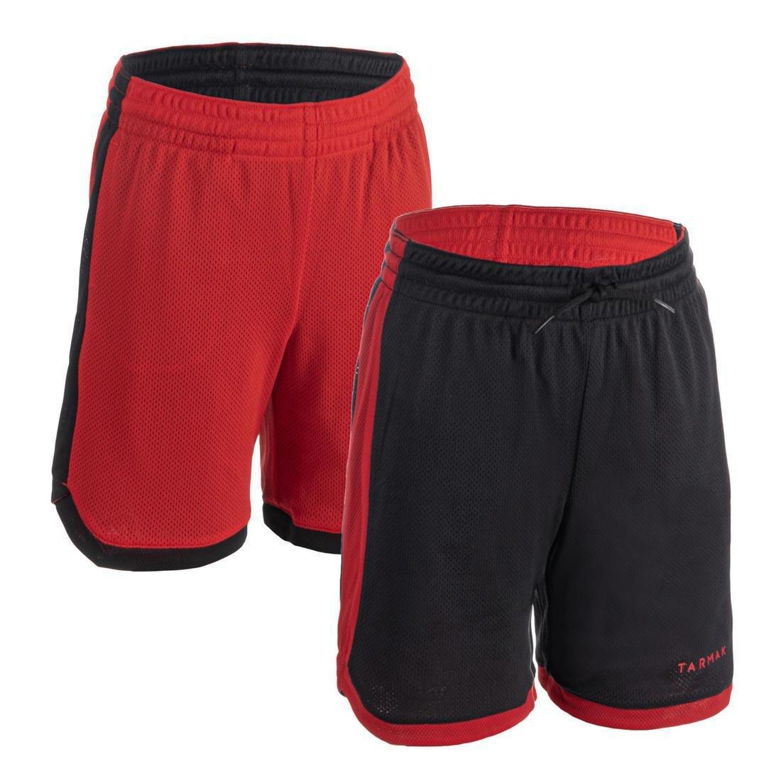 SH500 R Boys'/Girls' Intermediate Basketball Reversible Shorts, Scarlet Red, No Color, large image number 0