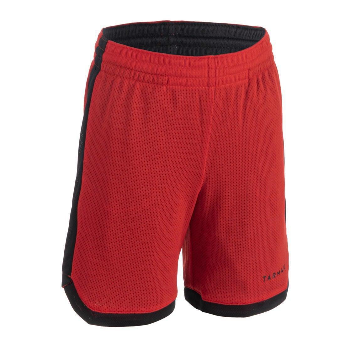 SH500 R Boys'/Girls' Intermediate Basketball Reversible Shorts, Scarlet Red, No Color, large image number 1