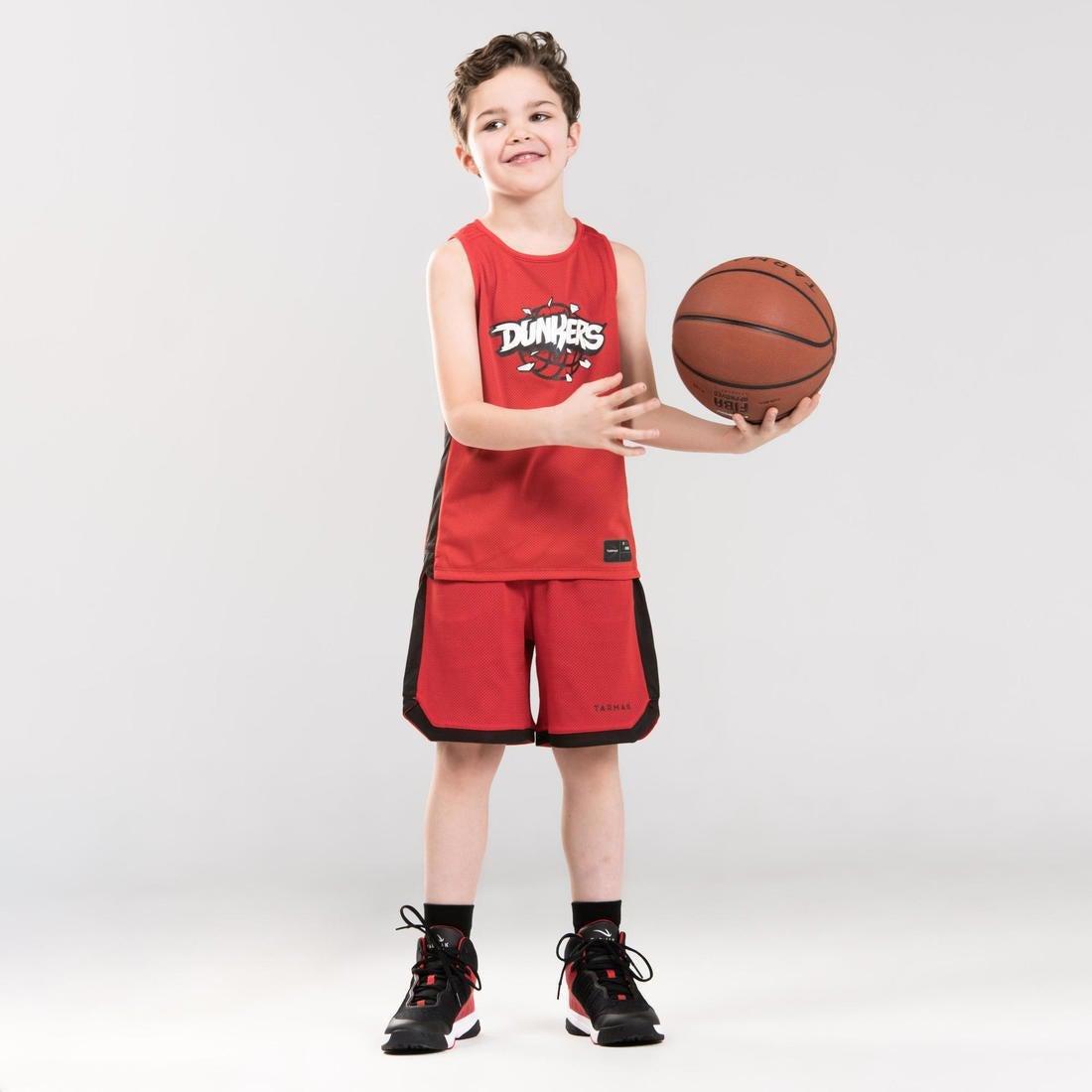 SH500 R Boys'/Girls' Intermediate Basketball Reversible Shorts, Scarlet Red, No Color, large image number 3