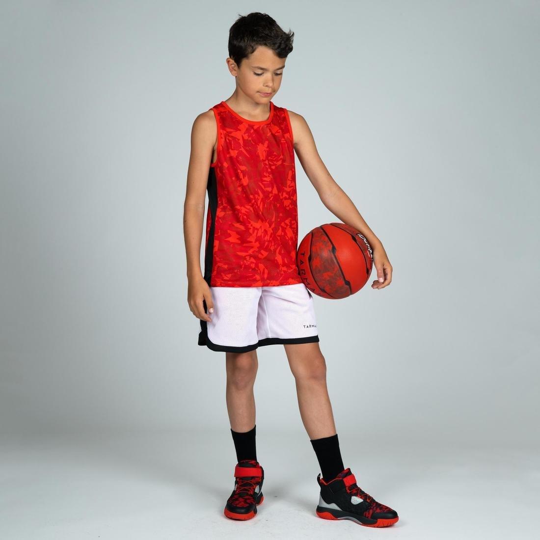 SH500 R Boys'/Girls' Intermediate Basketball Reversible Shorts, Scarlet Red, No Color, large image number 8