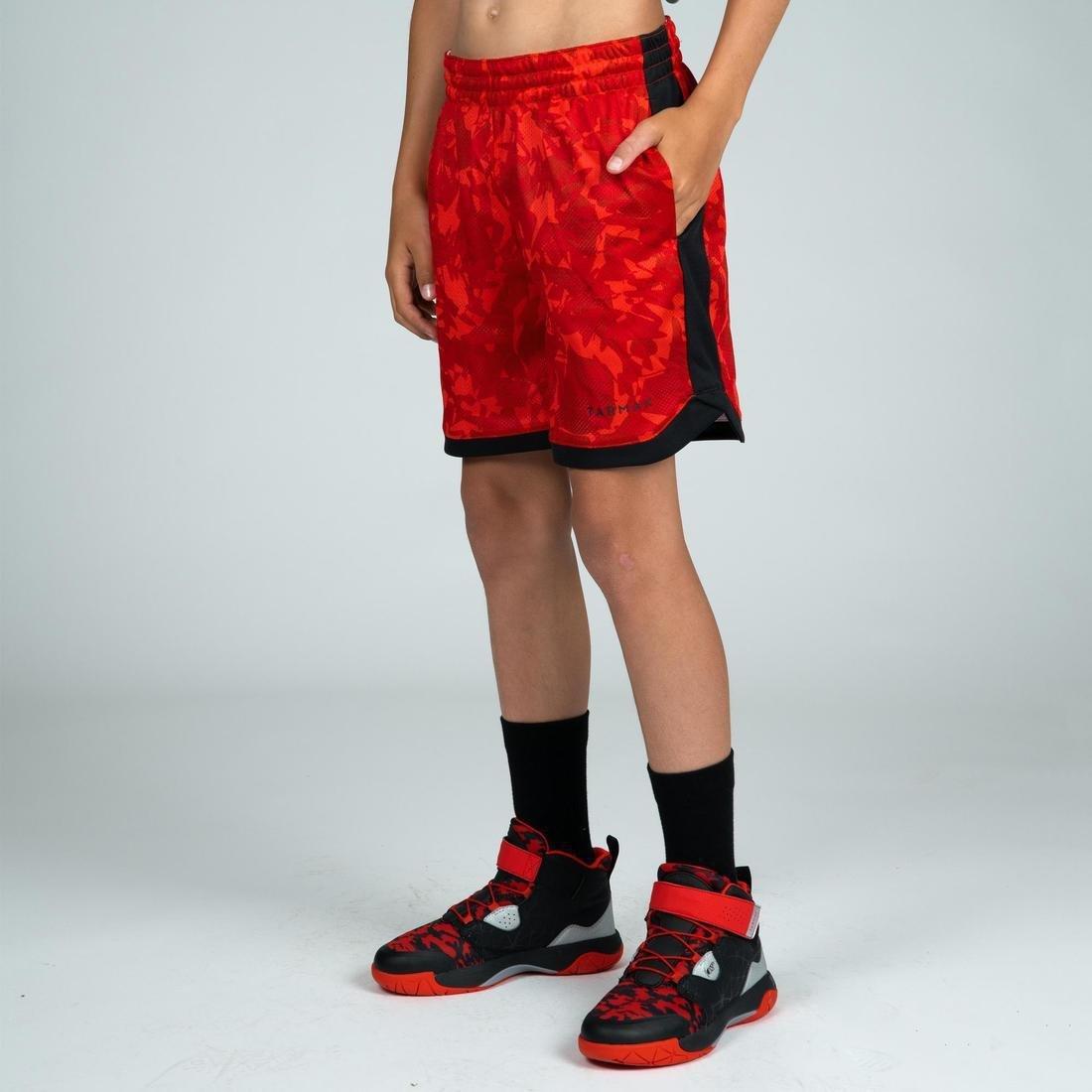 SH500 R Boys'/Girls' Intermediate Basketball Reversible Shorts, Scarlet Red, No Color, large image number 12