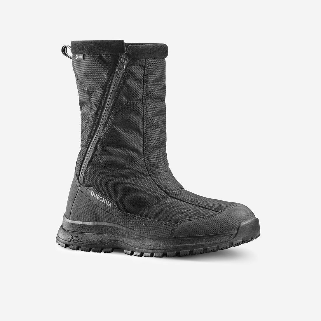 BLACK Men's warm waterproof snow hiking boots  - SH100 Zip, , large image number 0