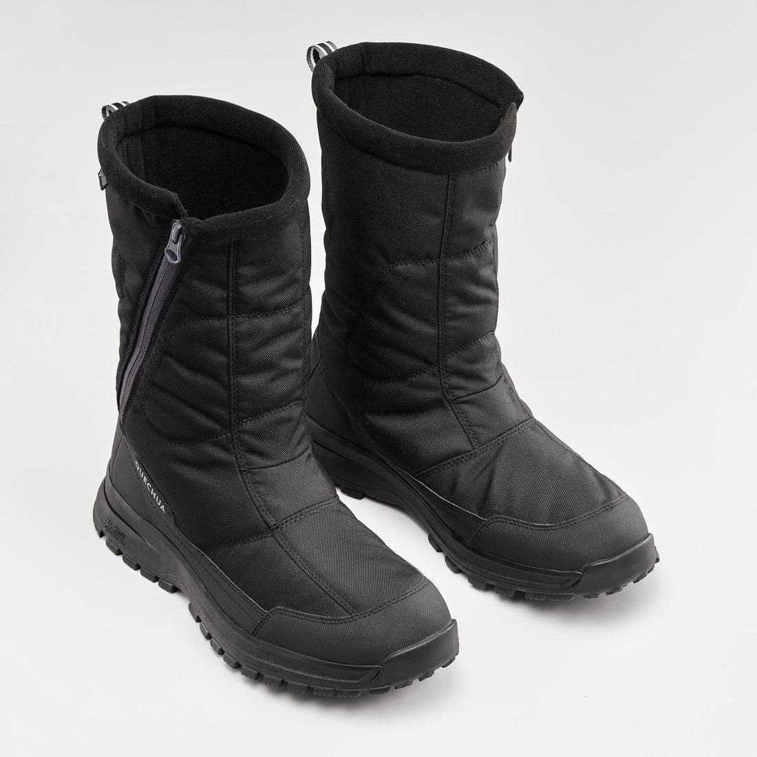 BLACK Men's warm waterproof snow hiking boots  - SH100 Zip, , large image number 1