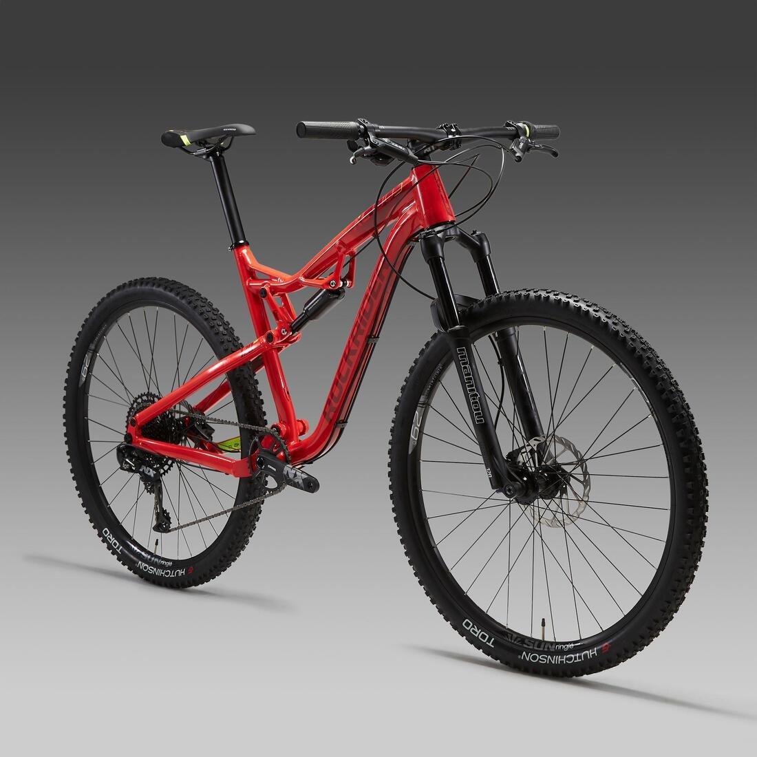 FLUO FLAME ORANGE 29 Inch MOUNTAIN BIKE FULL SUSPENSION ROCKRIDER XC 100 SRAM NX  - RED/YELLOW, , large image number 2
