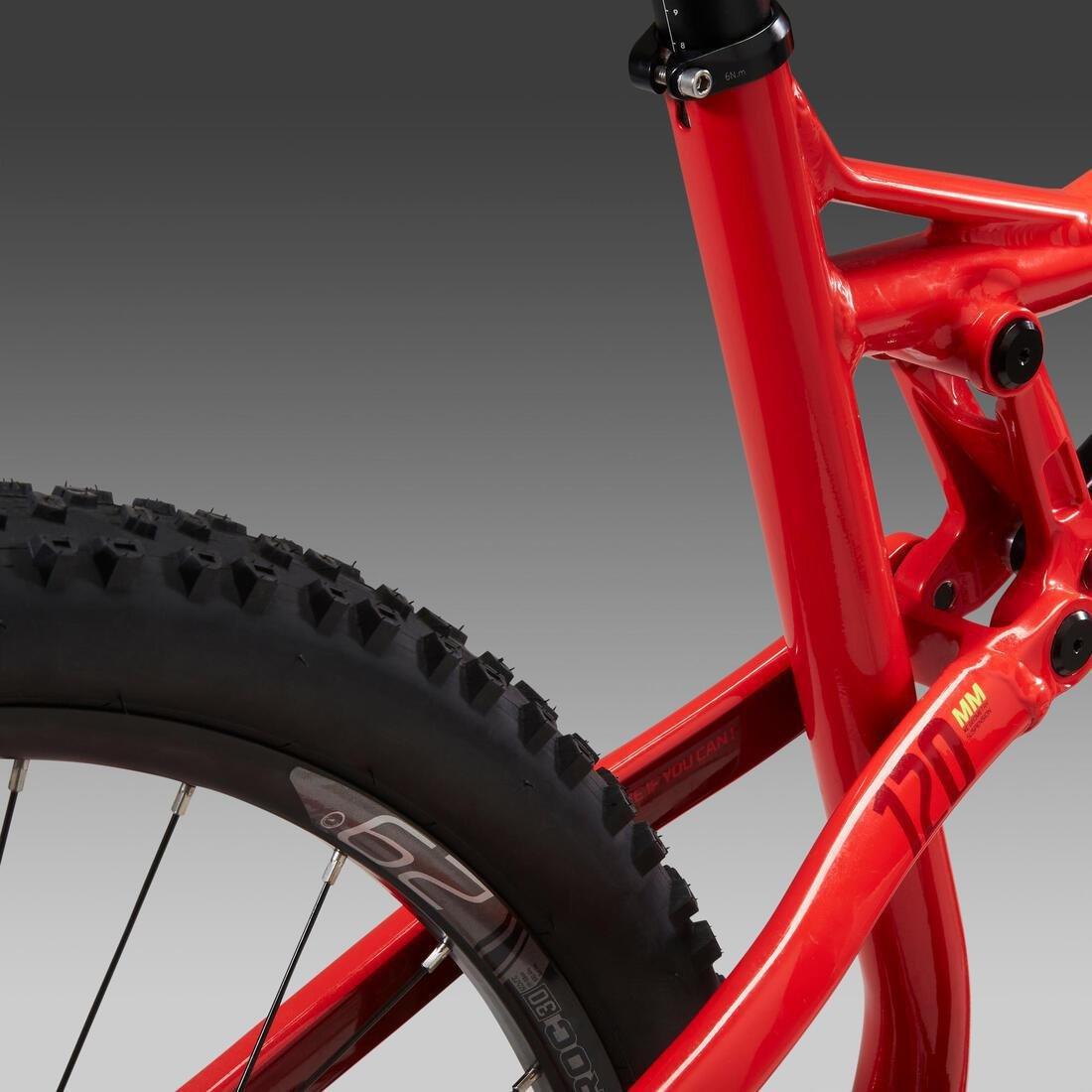 FLUO FLAME ORANGE 29 Inch MOUNTAIN BIKE FULL SUSPENSION ROCKRIDER XC 100 SRAM NX  - RED/YELLOW, , large image number 3