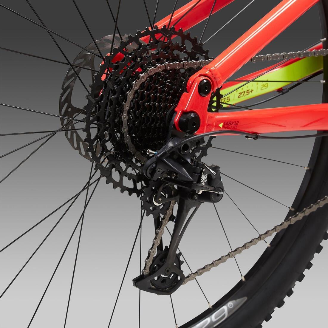 FLUO FLAME ORANGE 29 Inch MOUNTAIN BIKE FULL SUSPENSION ROCKRIDER XC 100 SRAM NX  - RED/YELLOW, , large image number 8