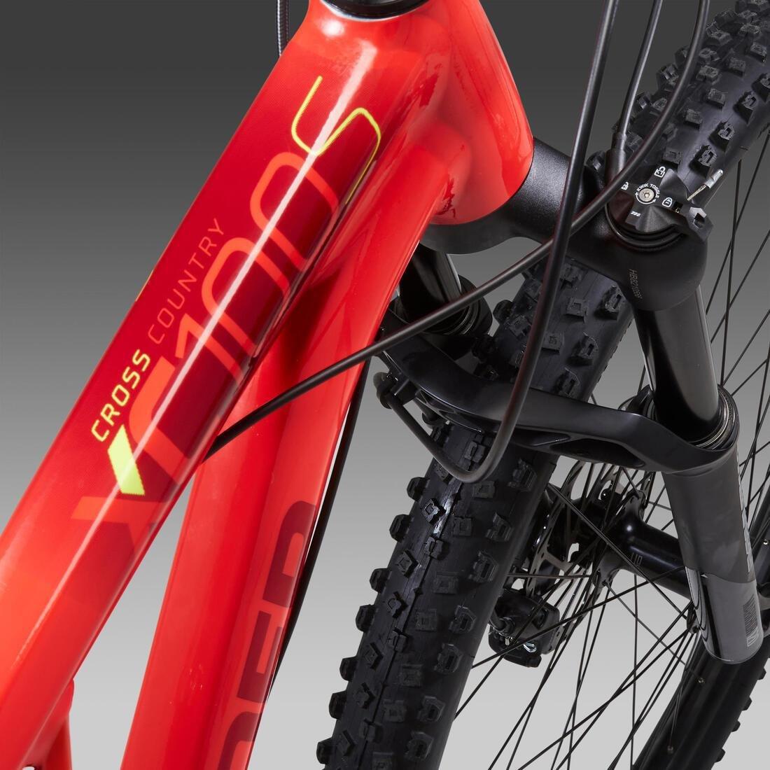 FLUO FLAME ORANGE 29 Inch MOUNTAIN BIKE FULL SUSPENSION ROCKRIDER XC 100 SRAM NX  - RED/YELLOW, , large image number 9