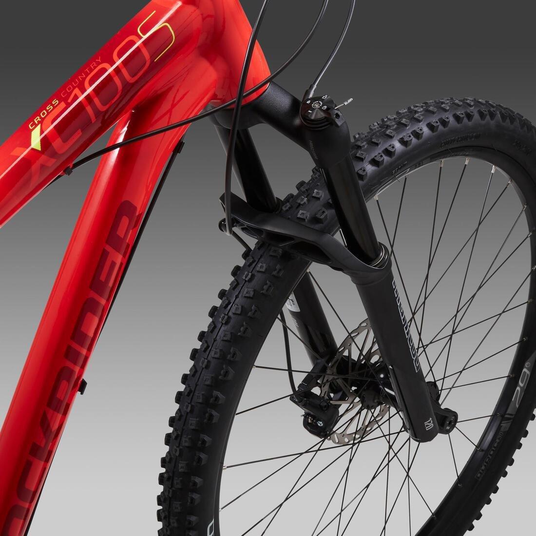 FLUO FLAME ORANGE 29 Inch MOUNTAIN BIKE FULL SUSPENSION ROCKRIDER XC 100 SRAM NX  - RED/YELLOW, , large image number 10
