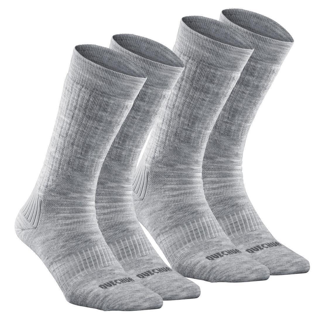 Unisex Warm Hiking Socks - Sh100 X-Warm Mid - 2 Pairs, Grey, 5401_000, large image number 0