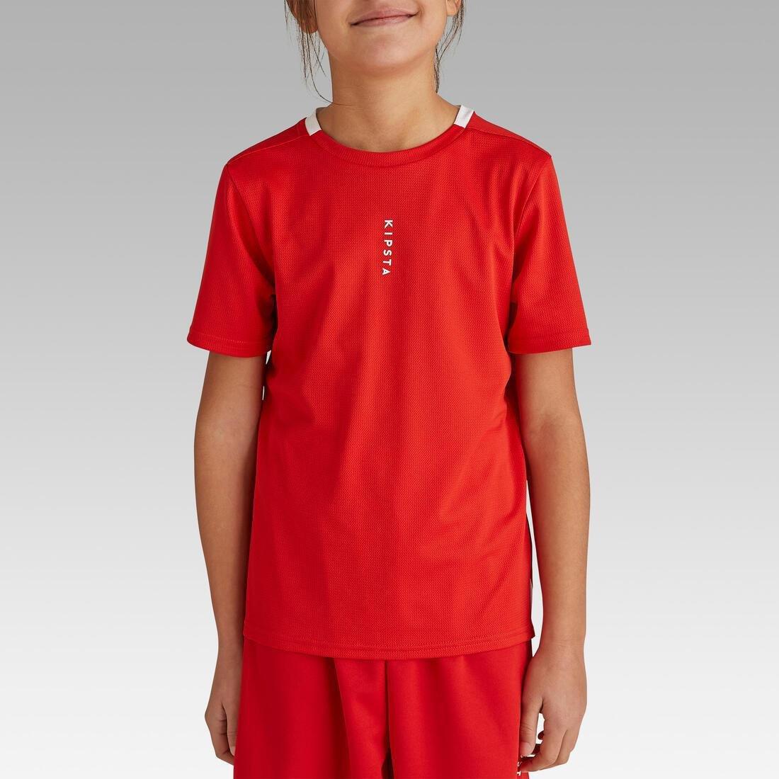 Kids Football Jersey F100, Scarlet Red, No Color, large image number 5