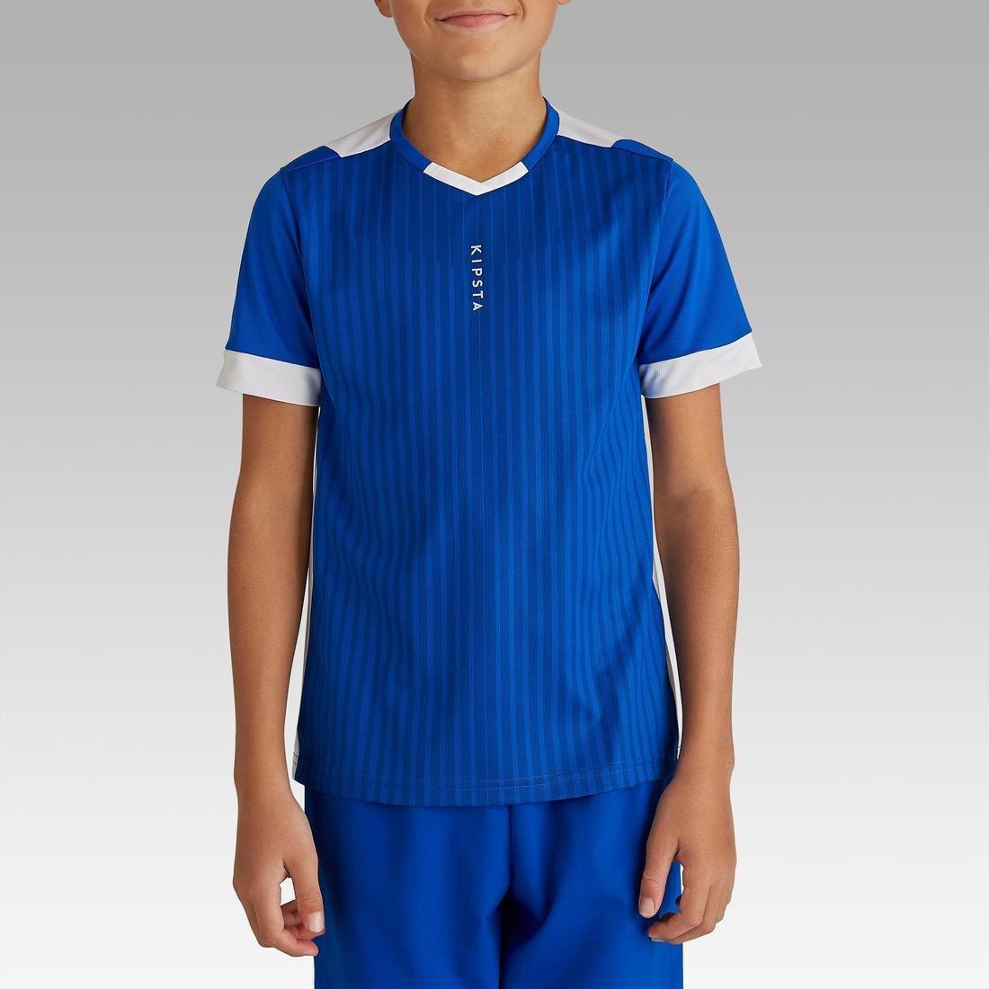 Kids Short-Sleeved Football Shirt F500, Bright Indigo, No Color, medium