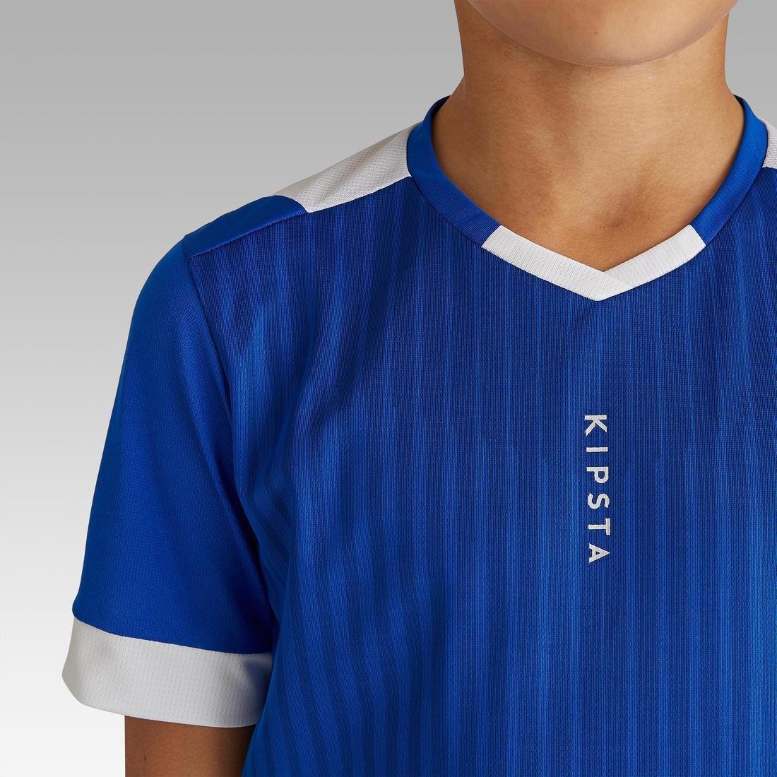 Kids Short-Sleeved Football Shirt F500, Bright Indigo, No Color, large image number 5
