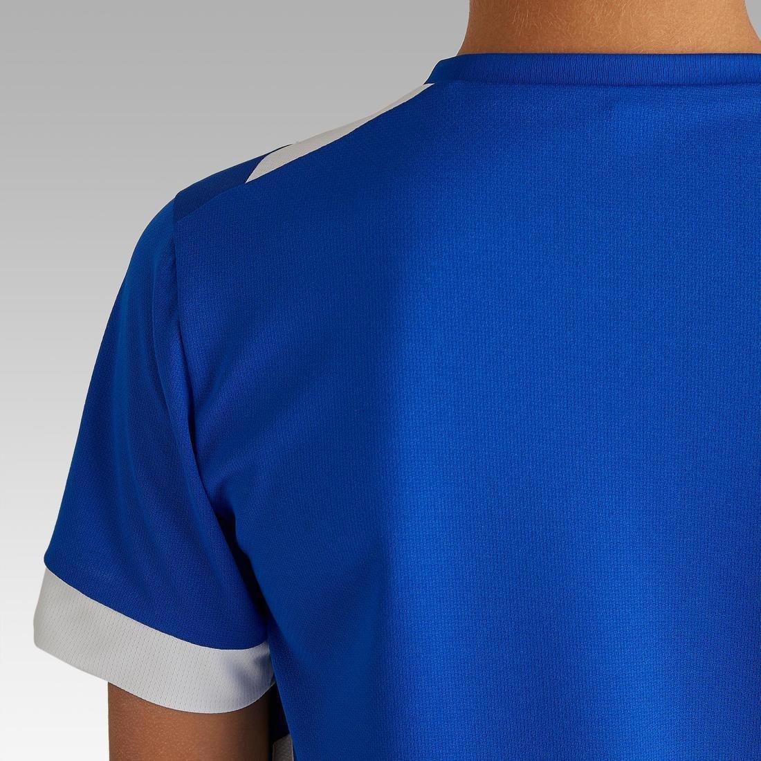 Kids Short-Sleeved Football Shirt F500, Bright Indigo, No Color, large image number 6