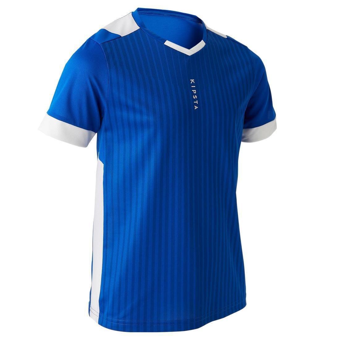 Kids Short-Sleeved Football Shirt F500, Bright Indigo, No Color, large image number 9