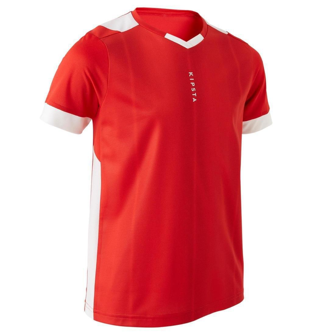 Kids Short-Sleeved Football Shirt F500, Bright Indigo, No Color, large image number 10