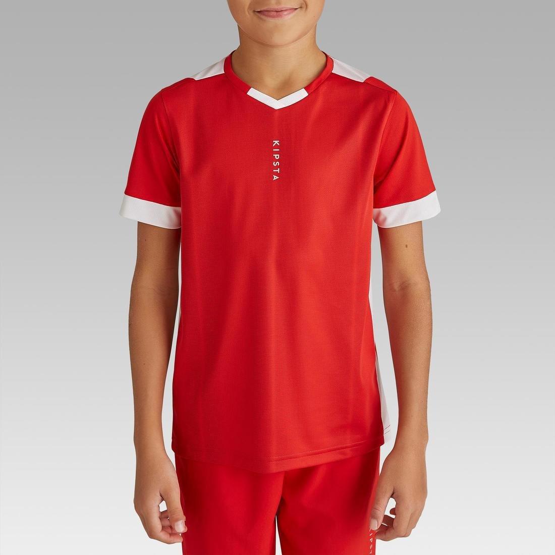Kids Short-Sleeved Football Shirt F500, Bright Indigo, No Color, large image number 11