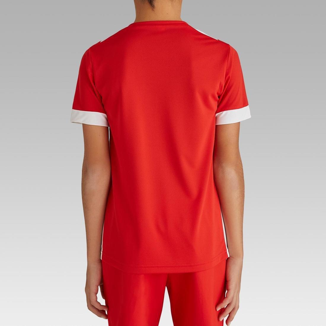 Kids Short-Sleeved Football Shirt F500, Bright Indigo, No Color, large image number 13