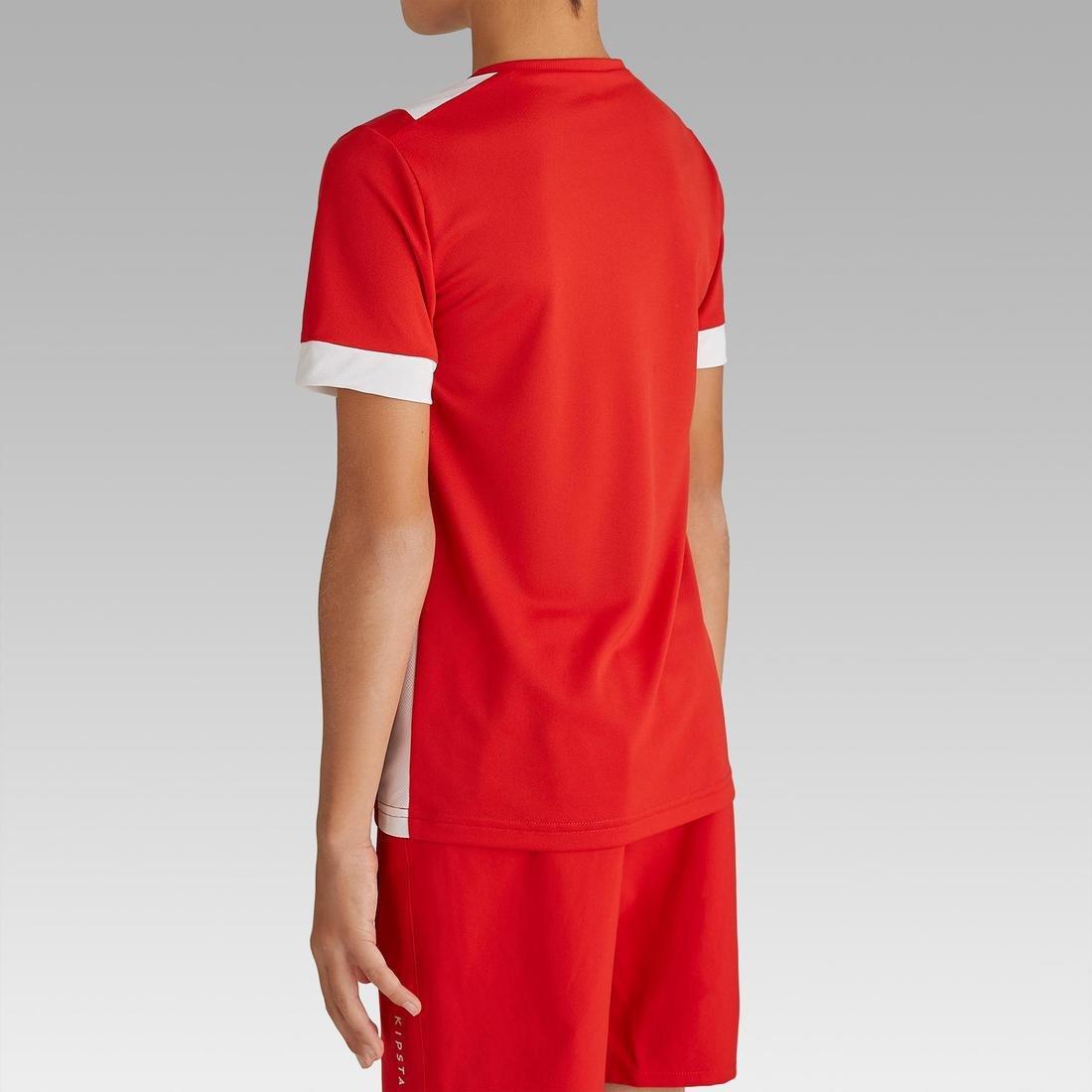 Kids Short-Sleeved Football Shirt F500, Bright Indigo, No Color, large image number 14