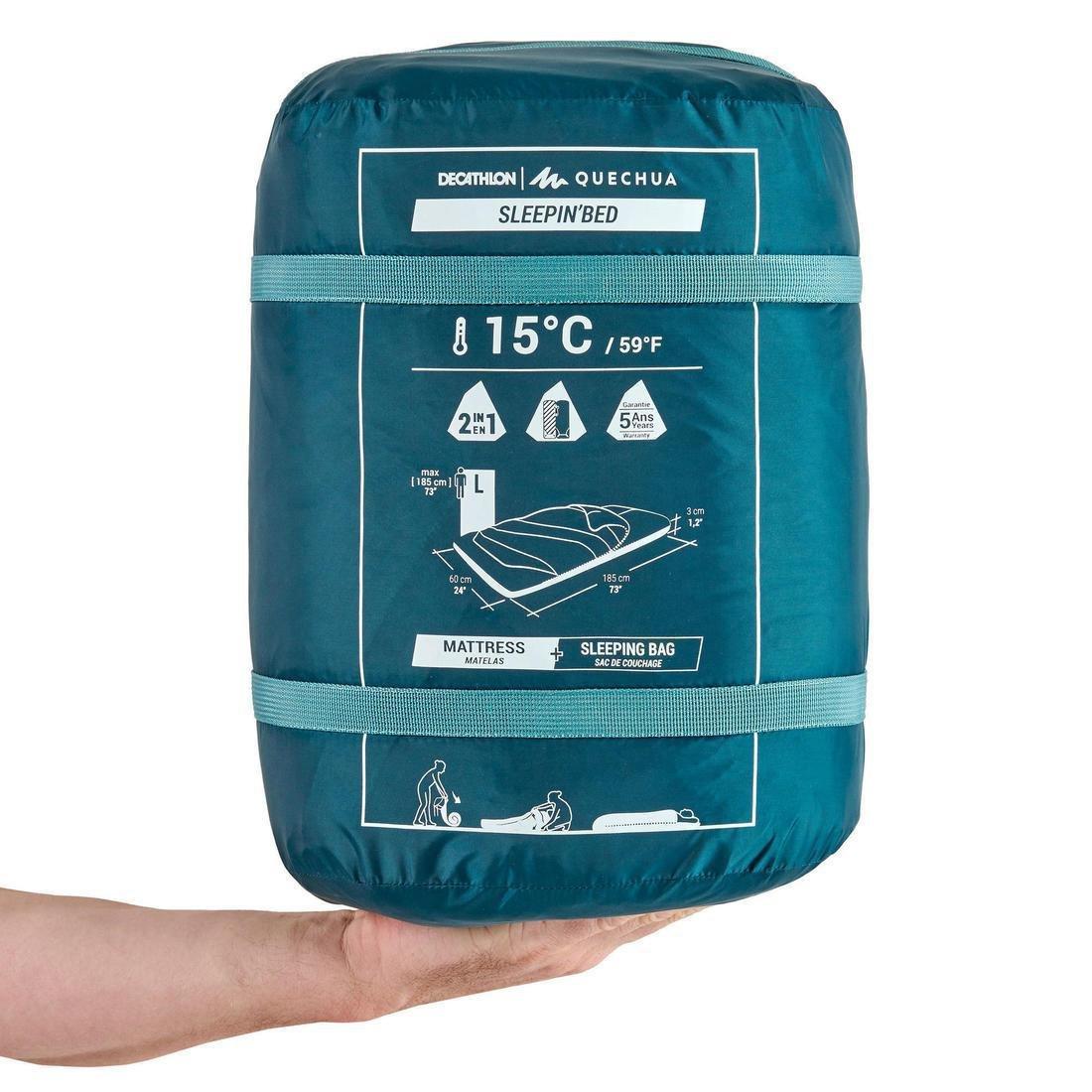 2 In 1 Sleeping Bag - Sleepin Bed Mh500 , Dark Petrol Blue, No Color, large image number 1