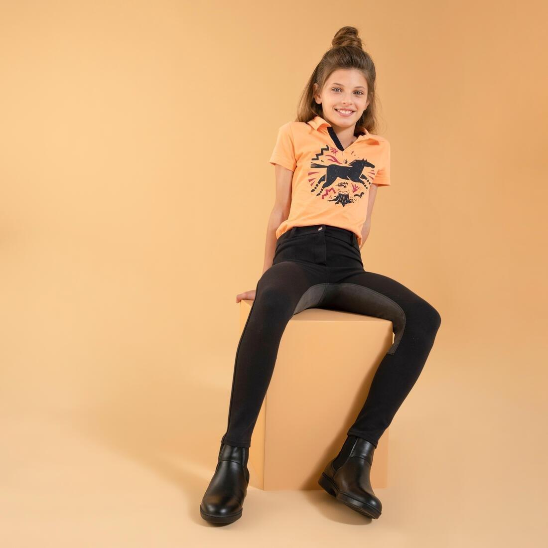 180 Fullseat Kids' Full Seat Horse Riding Jodhpurs, Black, No Color, medium