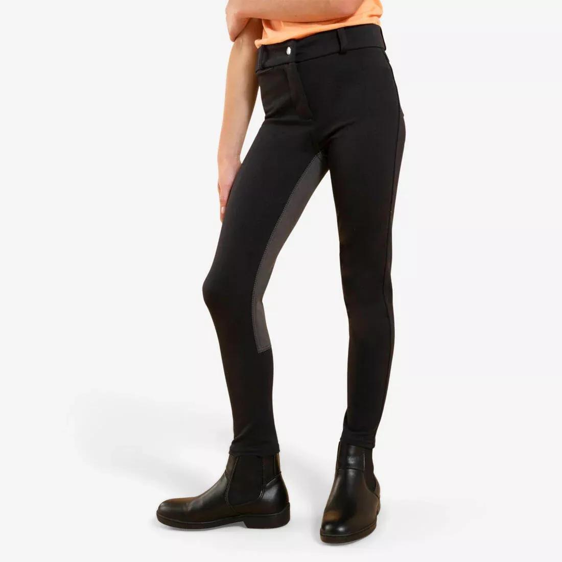 180 Fullseat Kids' Full Seat Horse Riding Jodhpurs, Black, , large image number 1