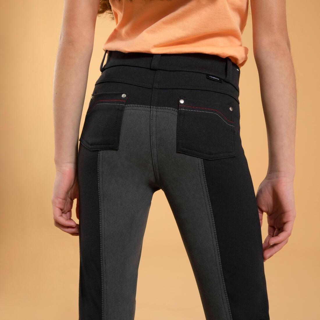 180 Fullseat Kids' Full Seat Horse Riding Jodhpurs, Black, No Color, large image number 3