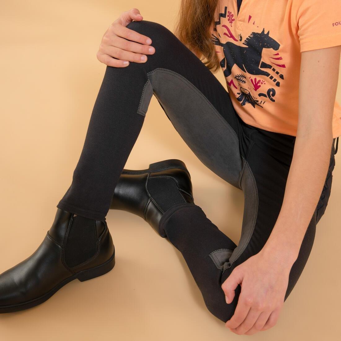 180 Fullseat Kids' Full Seat Horse Riding Jodhpurs, Black, , large image number 4