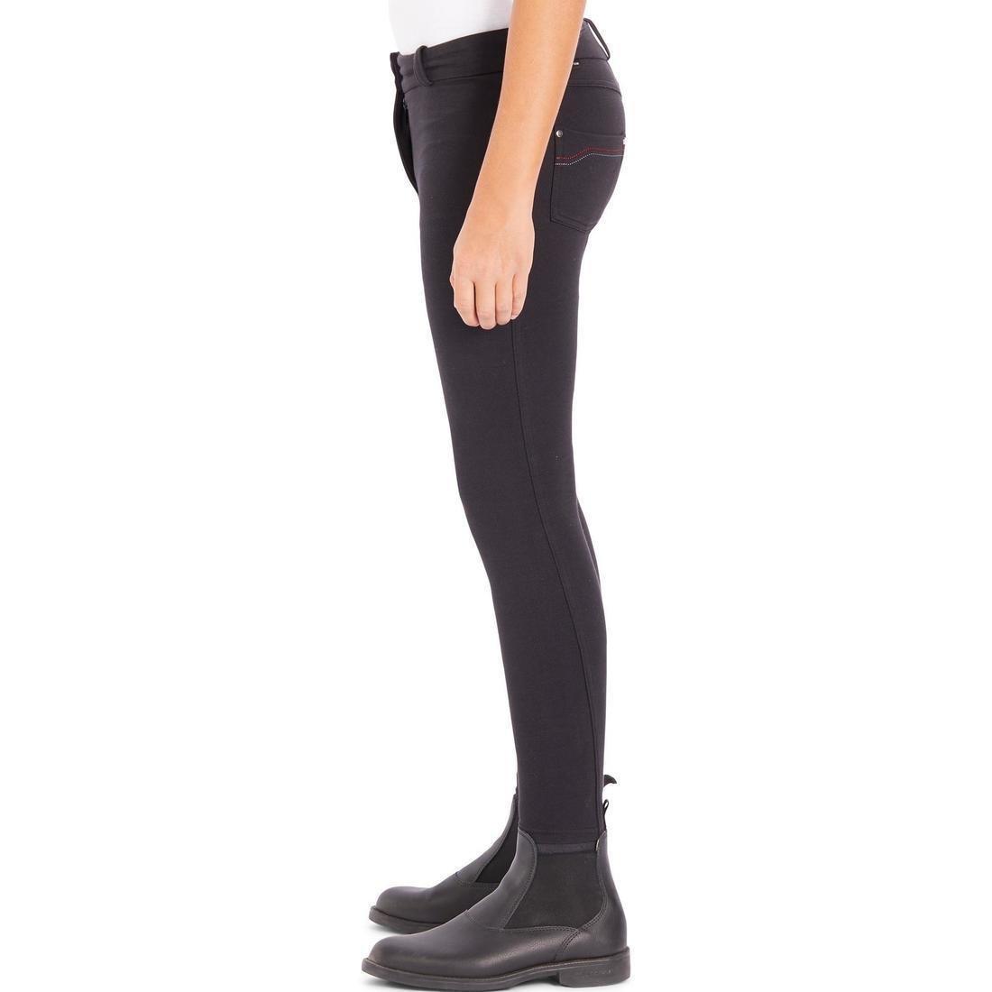 180 Fullseat Kids' Full Seat Horse Riding Jodhpurs, Black, No Color, medium