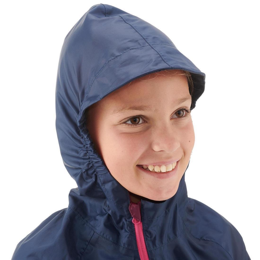 Kids Waterproof Hiking Jacket - Mh100 Navy Blue And Pink, , large image number 4