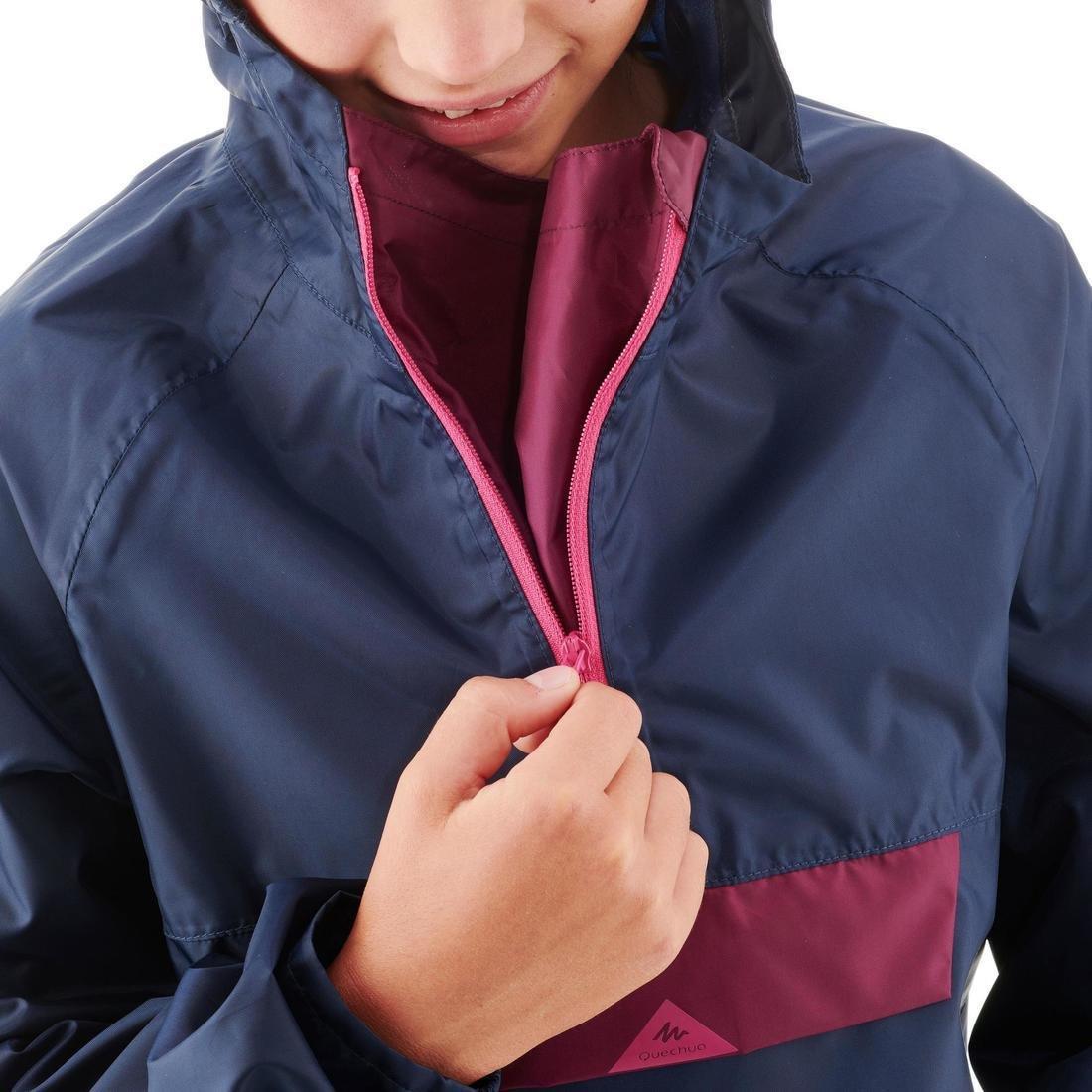 Kids Waterproof Hiking Jacket - Mh100 Navy Blue And Pink, , large image number 7